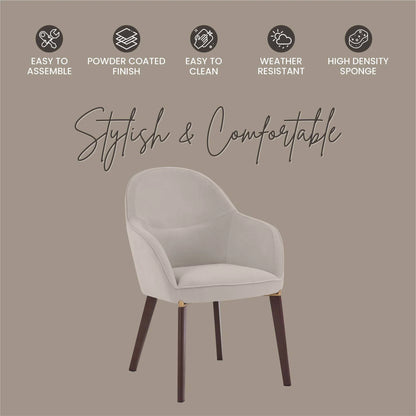 Elias Dining Chair Upholstered in Leather Velvet and Powder Coated Legs - Elax Furniture