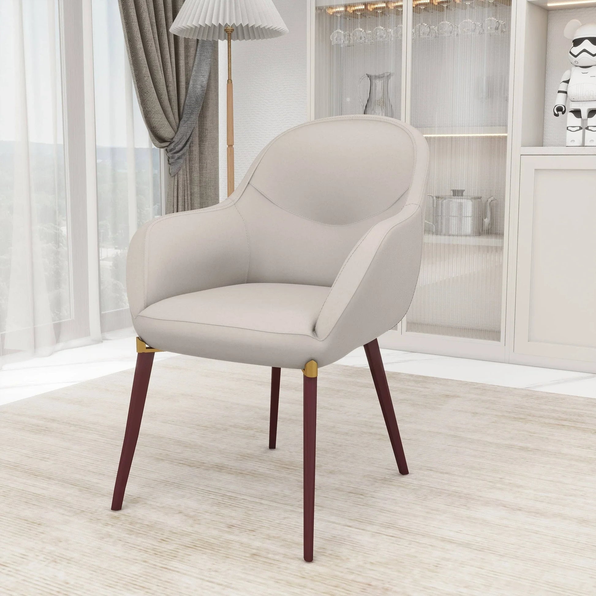 Elias Dining Chair Upholstered in Leather Velvet and Powder Coated Legs - Elax Furniture
