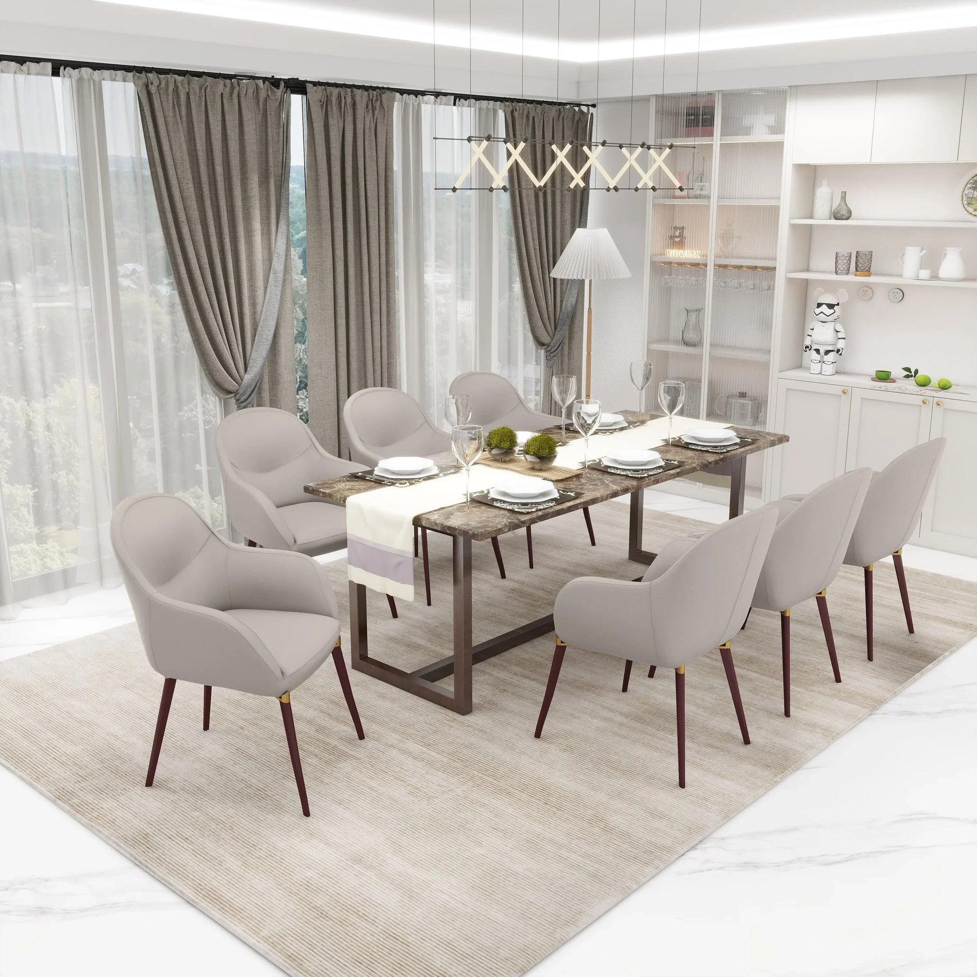 Elias Dining Chair Upholstered in Leather Velvet and Powder Coated Legs - Elax Furniture