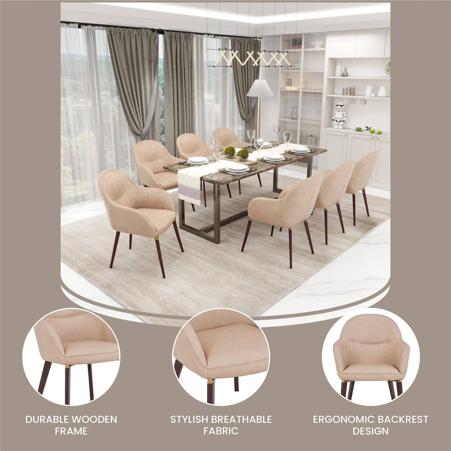 Elias Dining Chair Upholstered in Leather Velvet and Powder Coated Legs - Elax Furniture