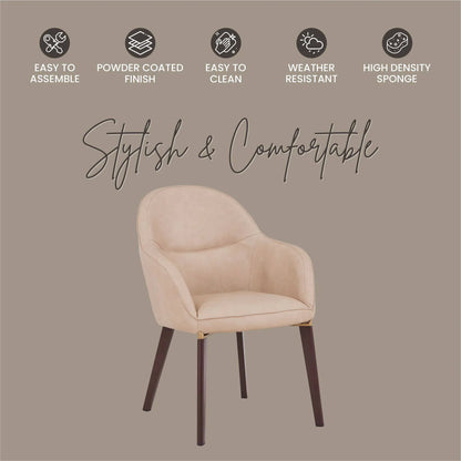 Elias Dining Chair Upholstered in Leather Velvet and Powder Coated Legs - Elax Furniture