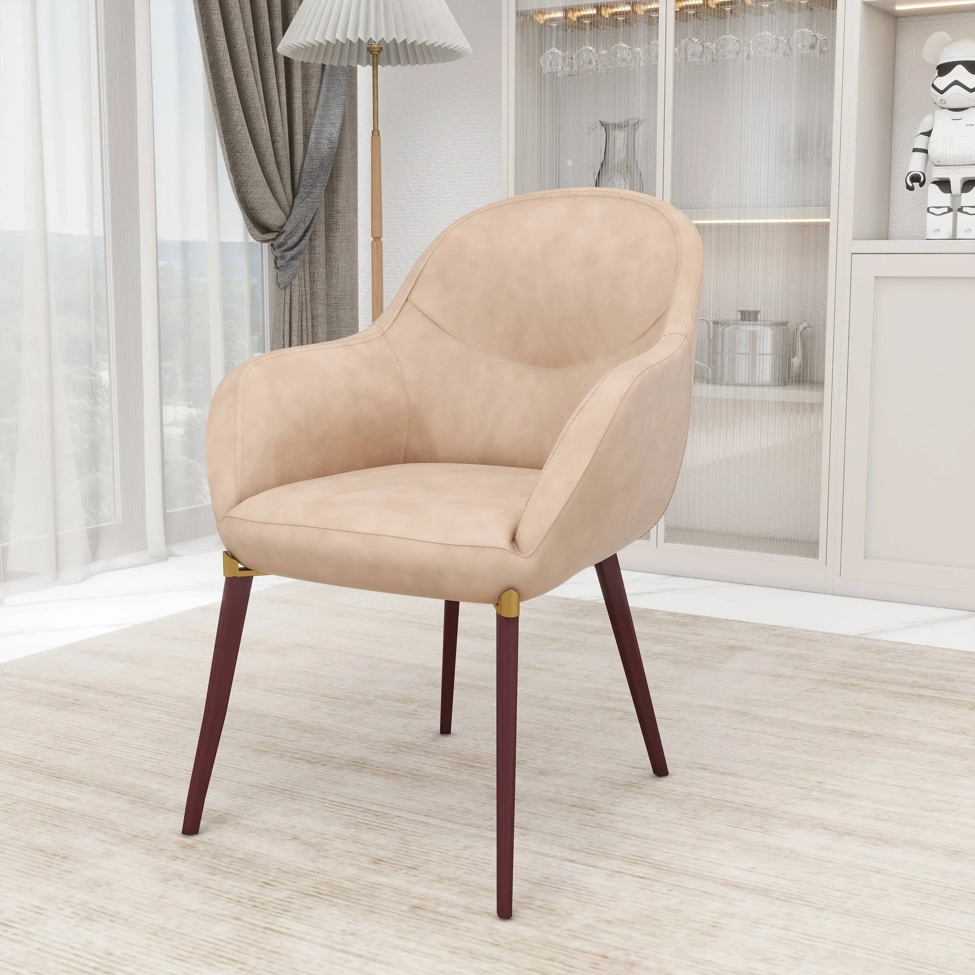Elias Dining Chair Upholstered in Leather Velvet and Powder Coated Legs - Elax Furniture