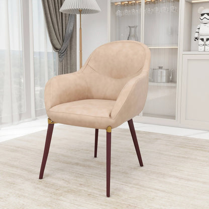 Elias Dining Chair Upholstered in Leather Velvet and Powder Coated Legs - Elax Furniture