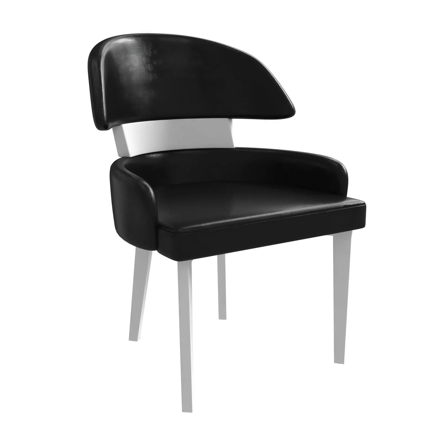 Ethos Leather Dining Chairs with Curved Open Back in Rubberwood - Elax Furniture