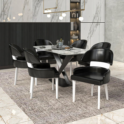 Ethos Leather Dining Chairs with Curved Open Back in Rubberwood - Elax Furniture