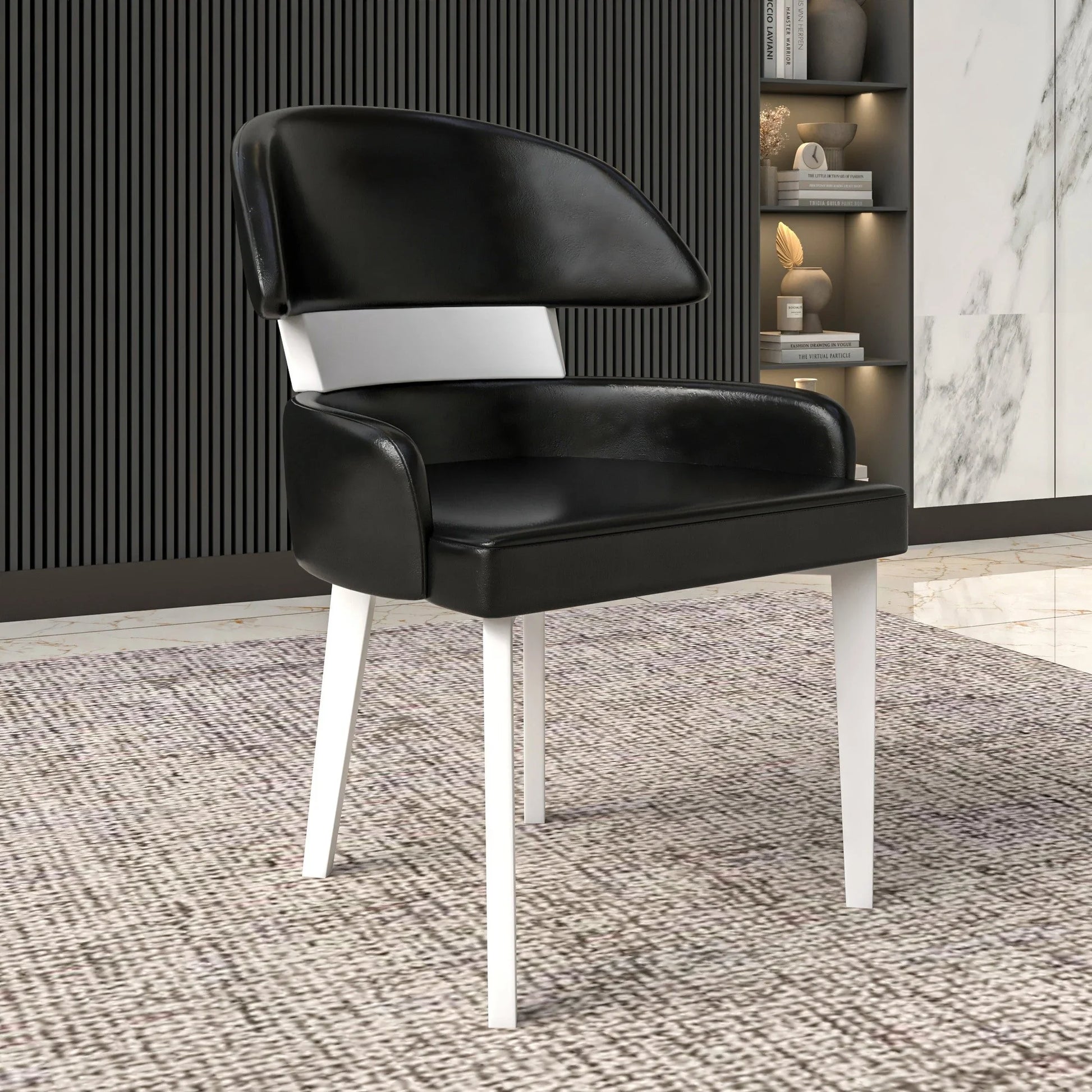 Ethos Leather Dining Chairs with Curved Open Back in Rubberwood - Elax Furniture