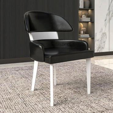 Ethos Leather Dining Chairs with Curved Open Back in Rubberwood - Elax Furniture