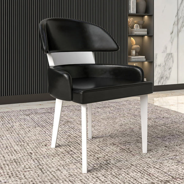 Ethos Leather Dining Chairs with Curved Open Back in Rubberwood
