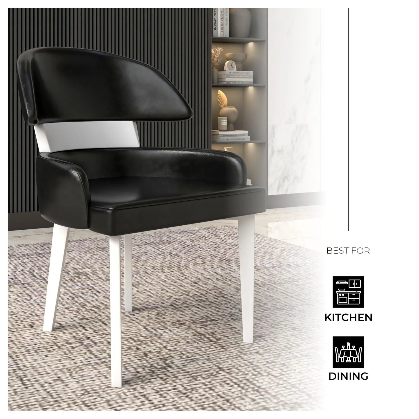 Ethos Leather Dining Chairs with Curved Open Back in Rubberwood - Elax Furniture