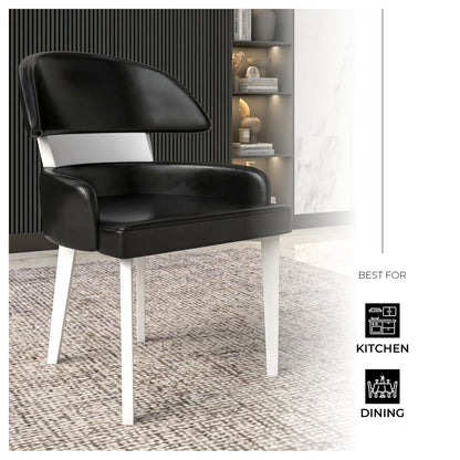 Ethos Leather Dining Chairs with Curved Open Back in Rubberwood - Elax Furniture