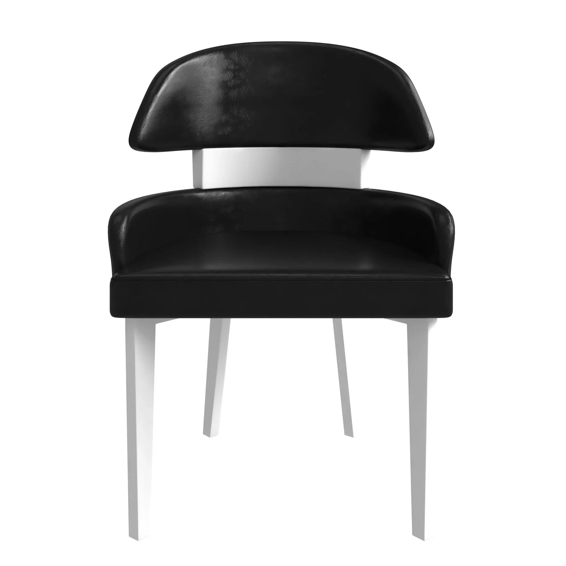 Ethos Leather Dining Chairs with Curved Open Back in Rubberwood - Elax Furniture