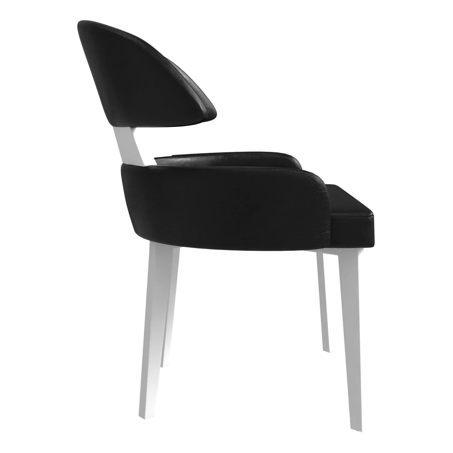 Ethos Leather Dining Chairs with Curved Open Back in Rubberwood - Elax Furniture