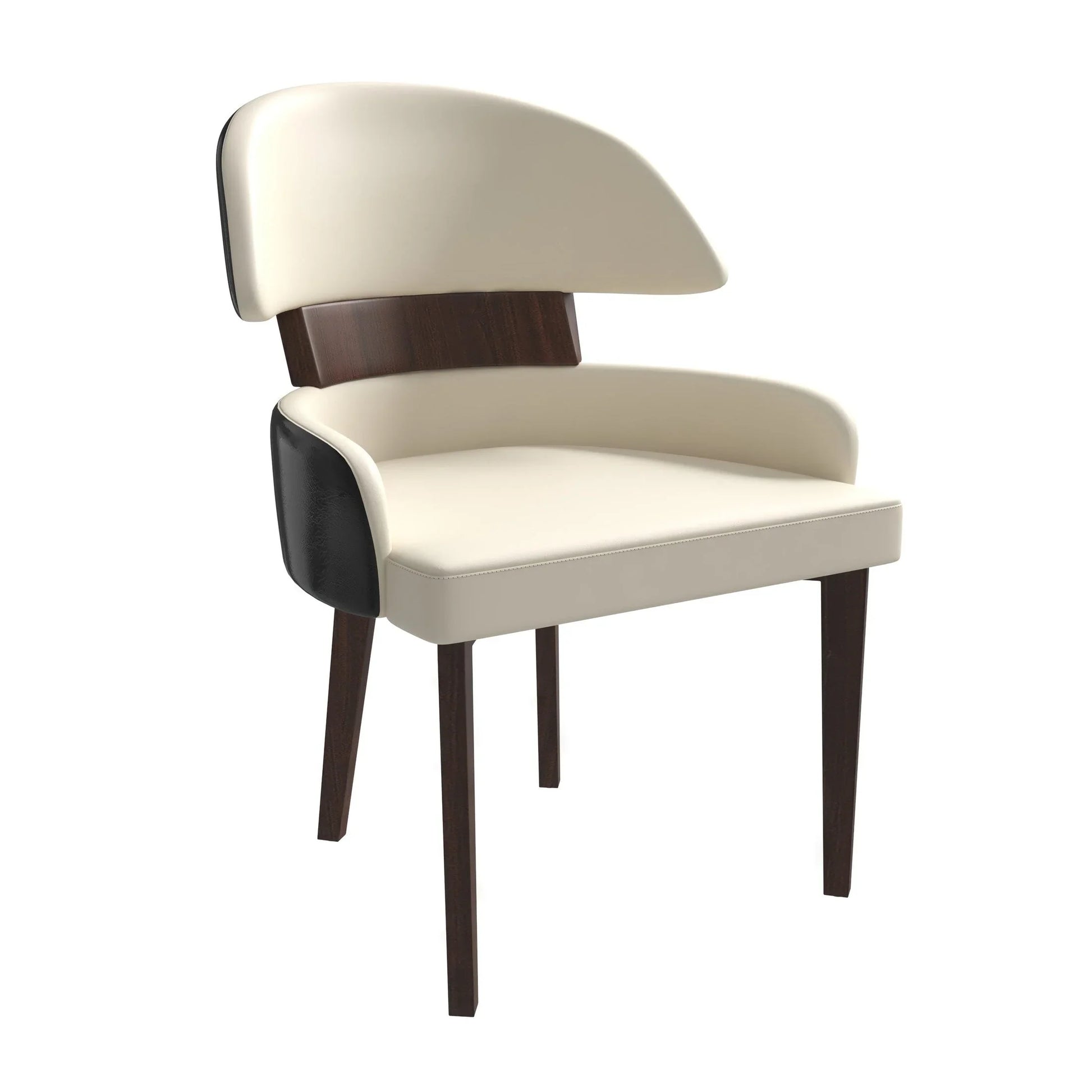 Ethos Leather Dining Chairs with Curved Open Back in Rubberwood - Elax Furniture
