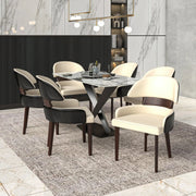 Ethos Leather Dining Chairs with Curved Open Back in Rubberwood - Elax Furniture