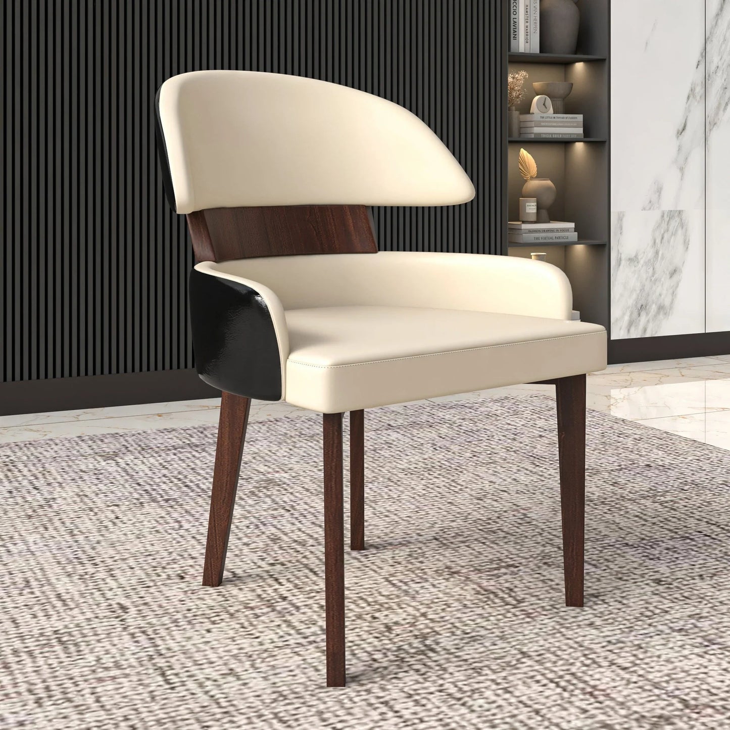 Ethos Leather Dining Chairs with Curved Open Back in Rubberwood - Elax Furniture