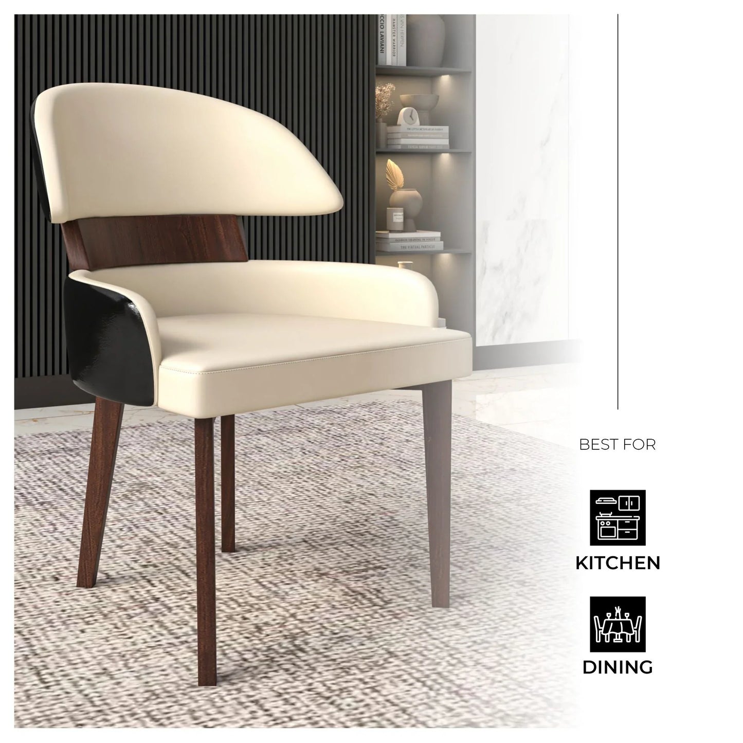 Ethos Leather Dining Chairs with Curved Open Back in Rubberwood - Elax Furniture