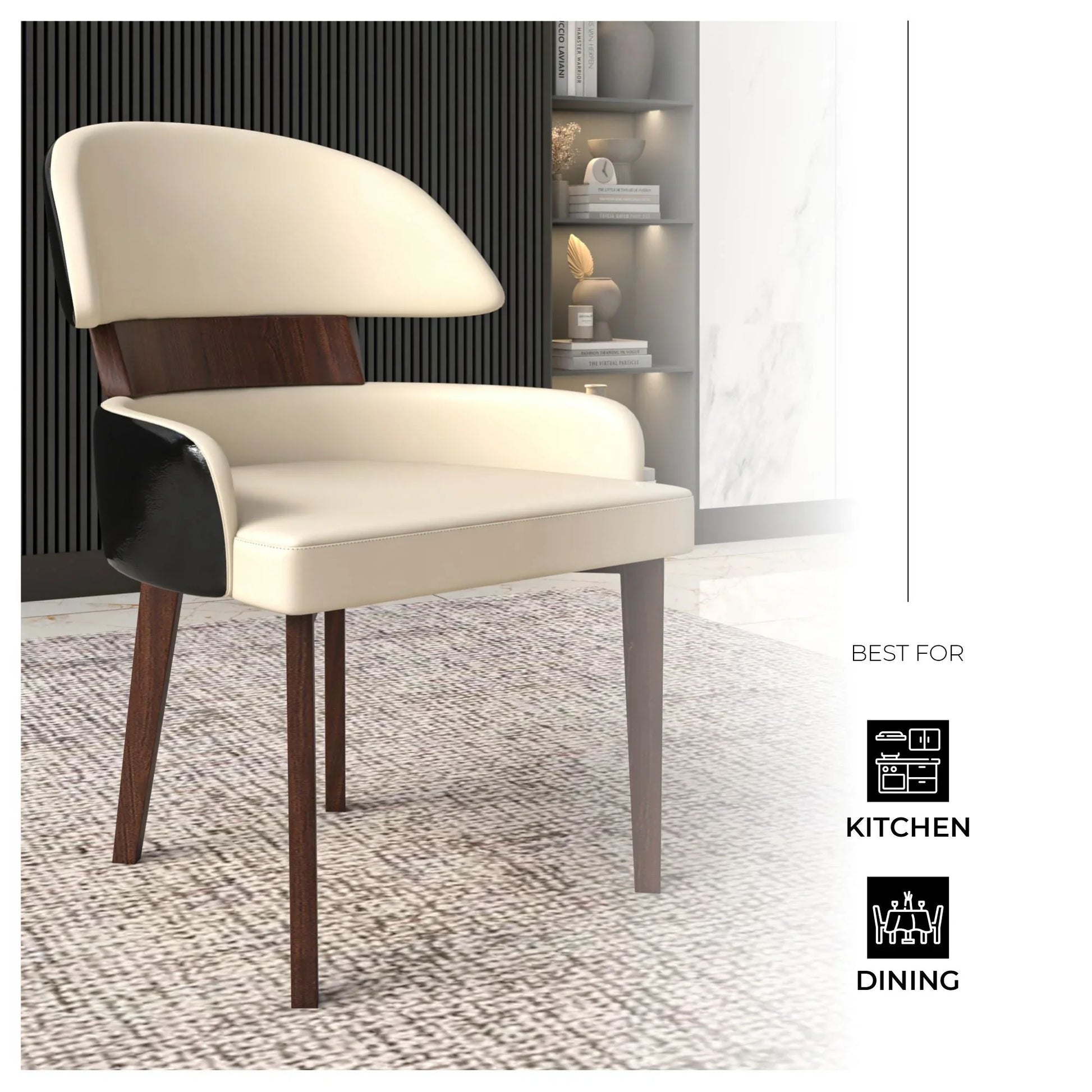 Ethos Leather Dining Chairs with Curved Open Back in Rubberwood - Elax Furniture