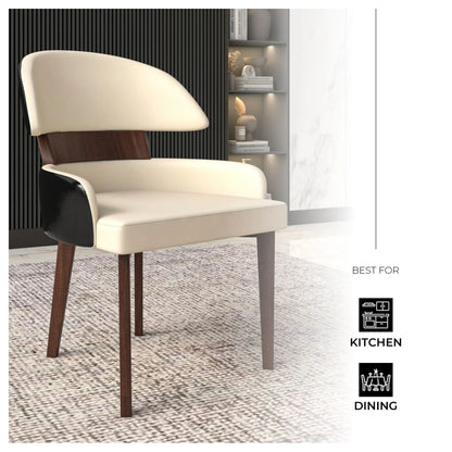 Ethos Leather Dining Chairs with Curved Open Back in Rubberwood - Elax Furniture