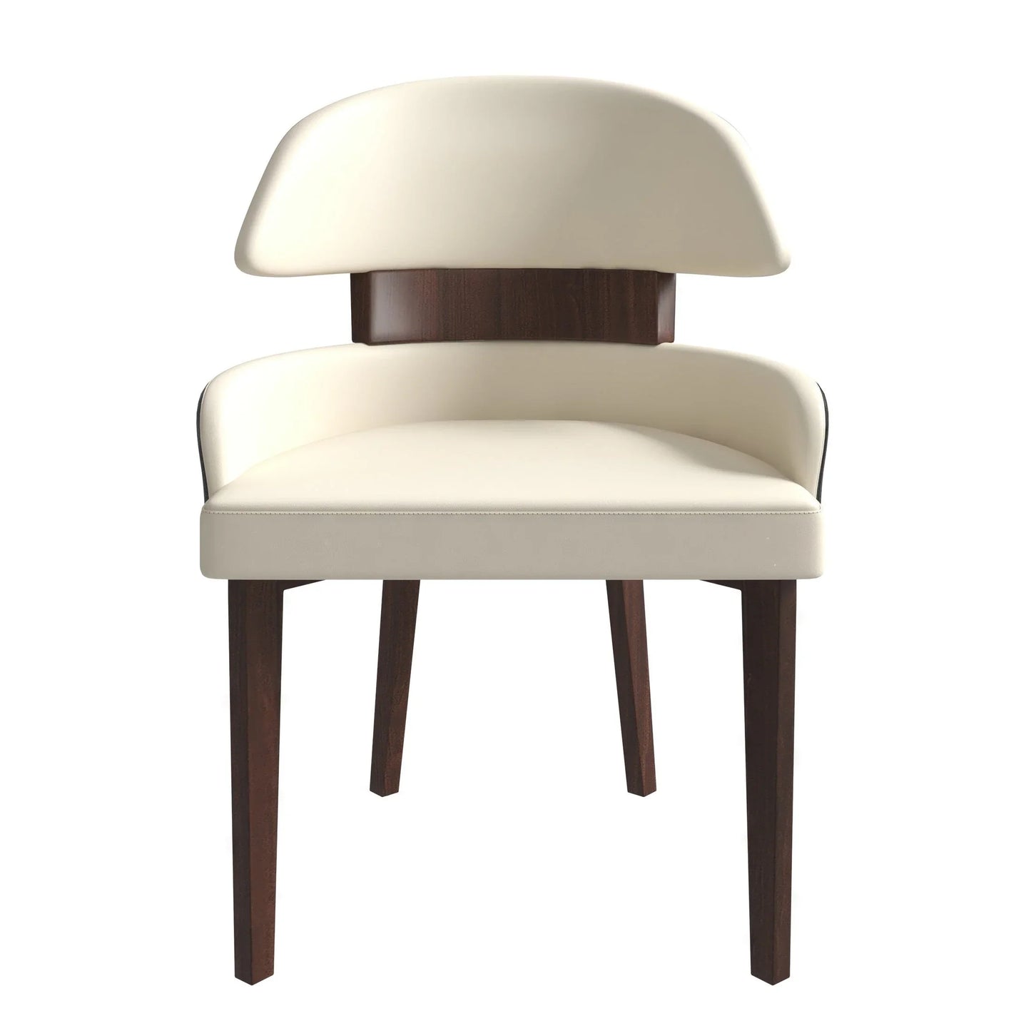 Ethos Leather Dining Chairs with Curved Open Back in Rubberwood - Elax Furniture