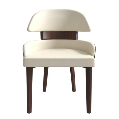 Ethos Leather Dining Chairs with Curved Open Back in Rubberwood - Elax Furniture