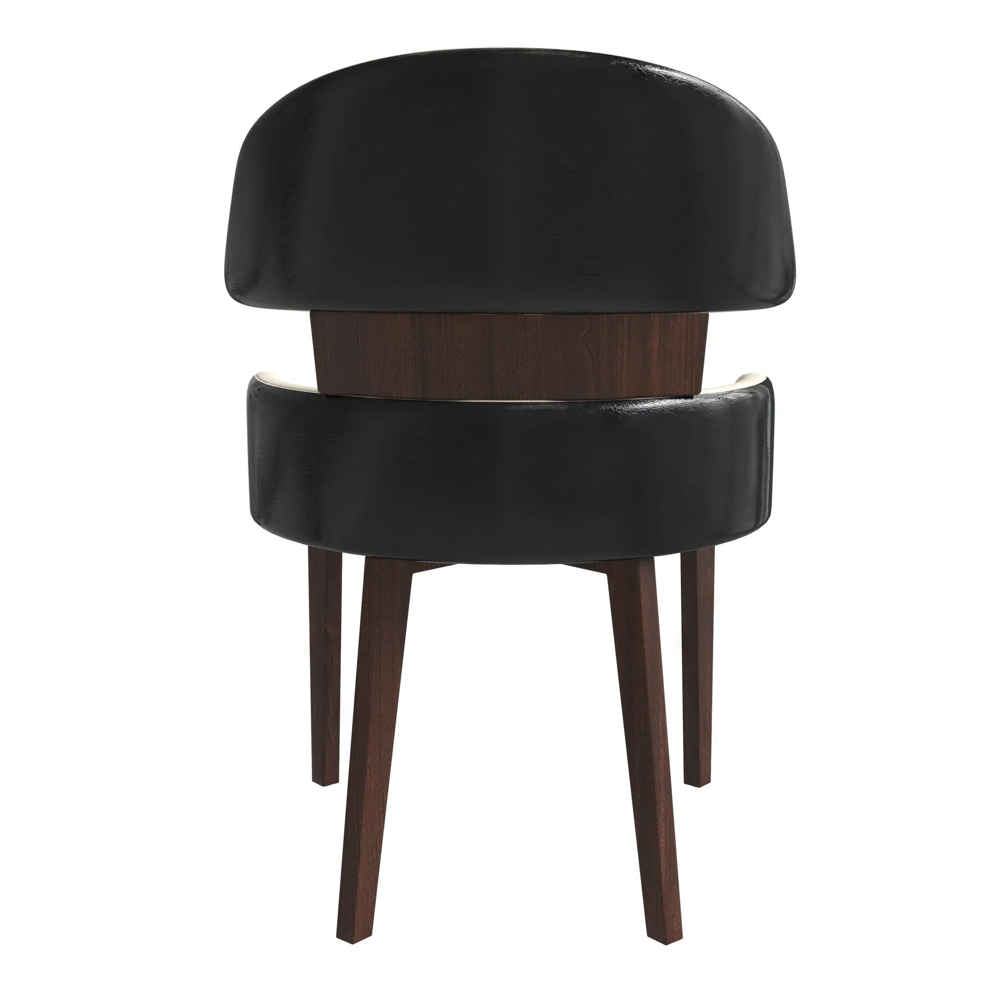 Ethos Leather Dining Chairs with Curved Open Back in Rubberwood - Elax Furniture