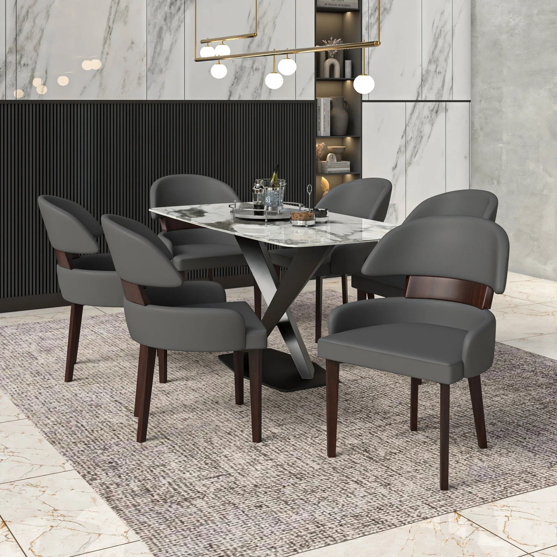 Ethos Leather Dining Chairs with Curved Open Back in Rubberwood - Elax Furniture