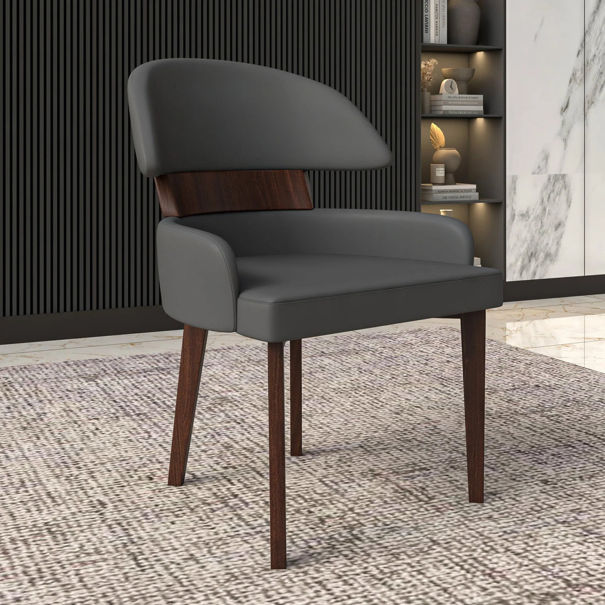 Ethos Leather Dining Chairs with Curved Open Back in Rubberwood - Elax Furniture