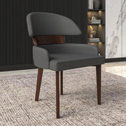 Ethos Leather Dining Chairs with Curved Open Back in Rubberwood - Elax Furniture