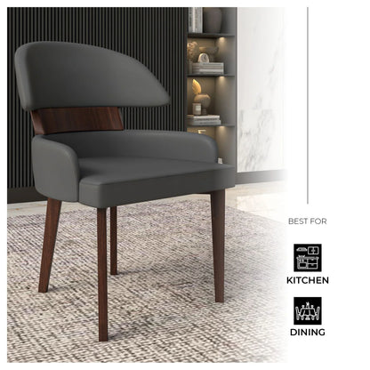 Ethos Leather Dining Chairs with Curved Open Back in Rubberwood - Elax Furniture