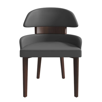 Ethos Leather Dining Chairs with Curved Open Back in Rubberwood - Elax Furniture