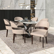 Ethos Leather Dining Chairs with Curved Open Back in Rubberwood - Elax Furniture