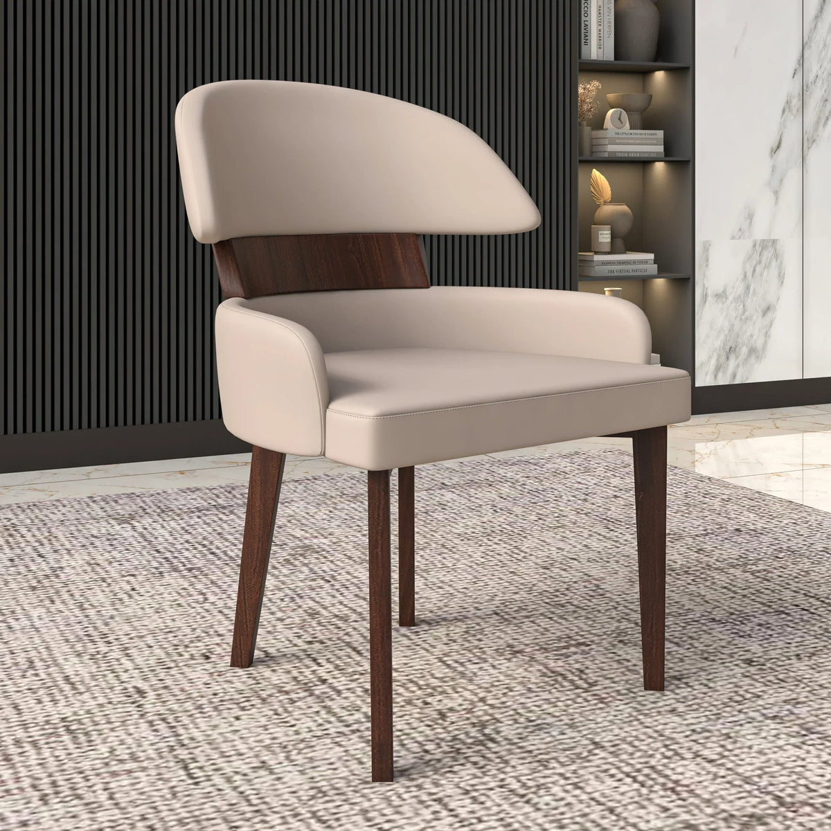 Ethos Leather Dining Chairs with Curved Open Back in Rubberwood - Elax Furniture