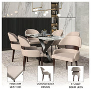 Ethos Leather Dining Chairs with Curved Open Back in Rubberwood - Elax Furniture