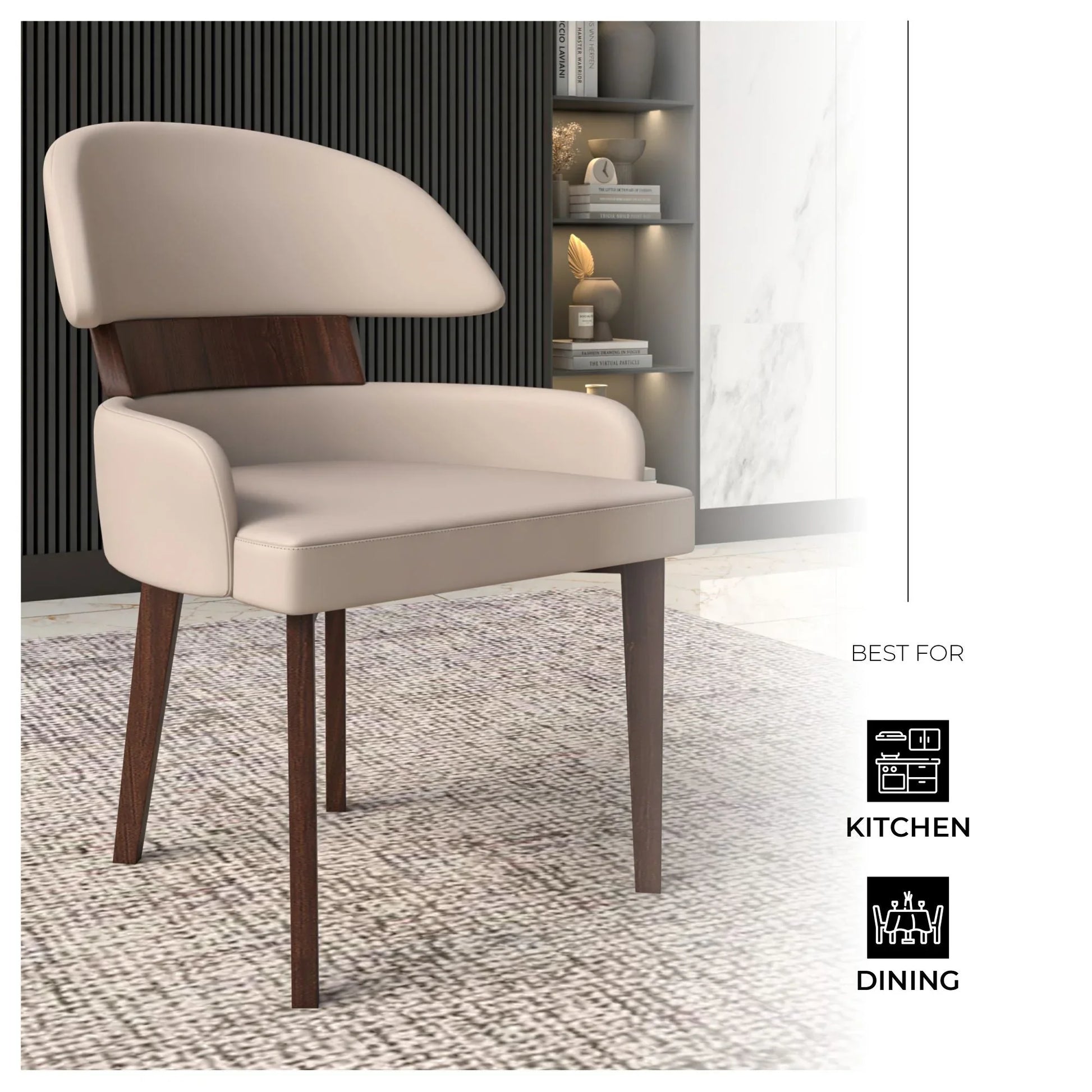 Ethos Leather Dining Chairs with Curved Open Back in Rubberwood - Elax Furniture