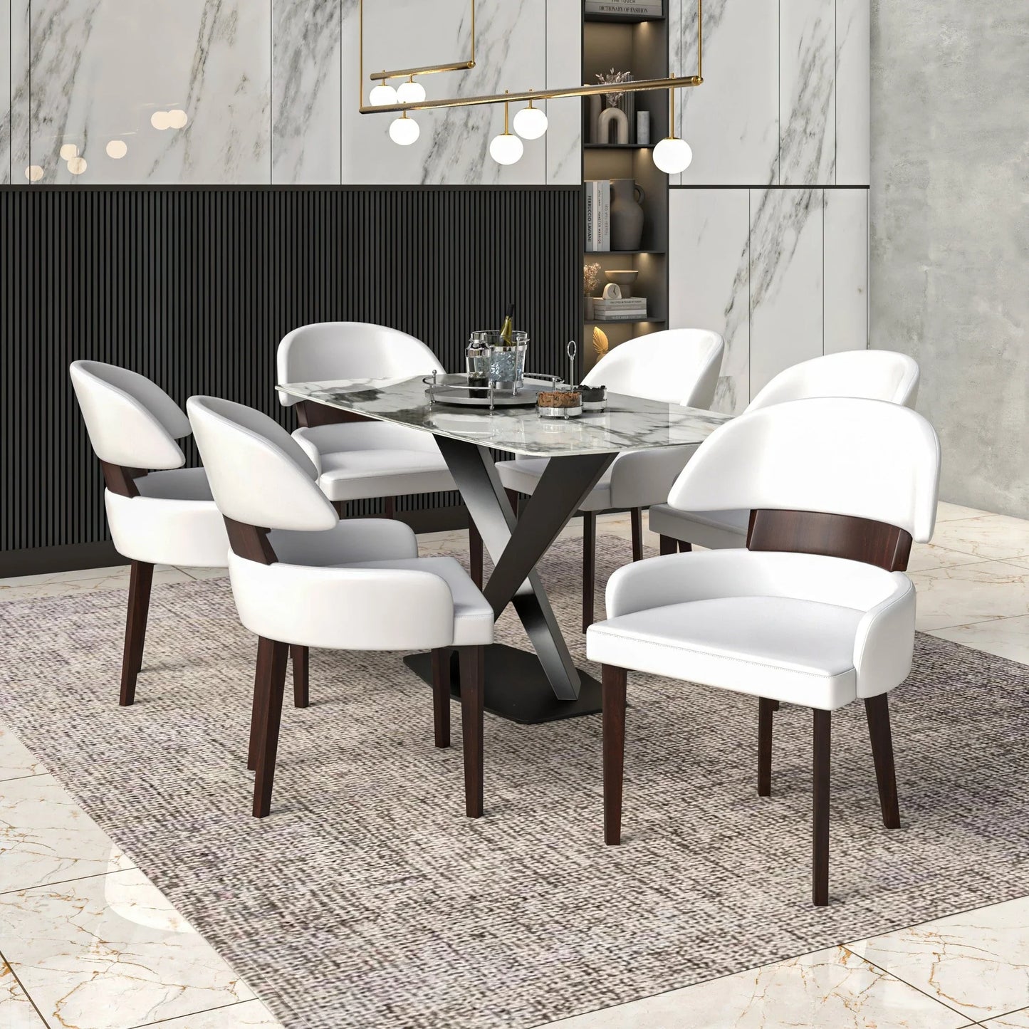 Ethos Leather Dining Chairs with Curved Open Back in Rubberwood - Elax Furniture