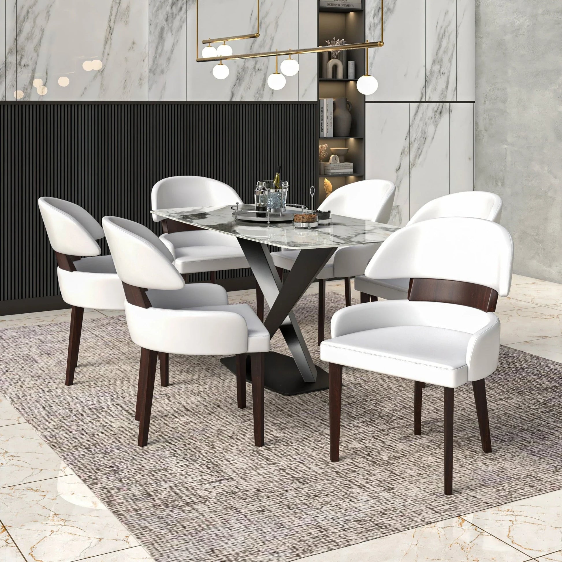 Ethos Leather Dining Chairs with Curved Open Back in Rubberwood - Elax Furniture