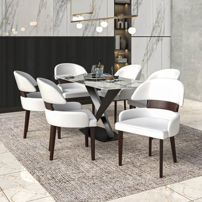 Ethos Leather Dining Chairs with Curved Open Back in Rubberwood - Elax Furniture