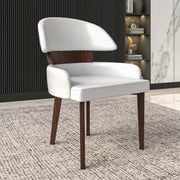 Ethos Leather Dining Chairs with Curved Open Back in Rubberwood - Elax Furniture