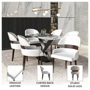 Ethos Leather Dining Chairs with Curved Open Back in Rubberwood - Elax Furniture