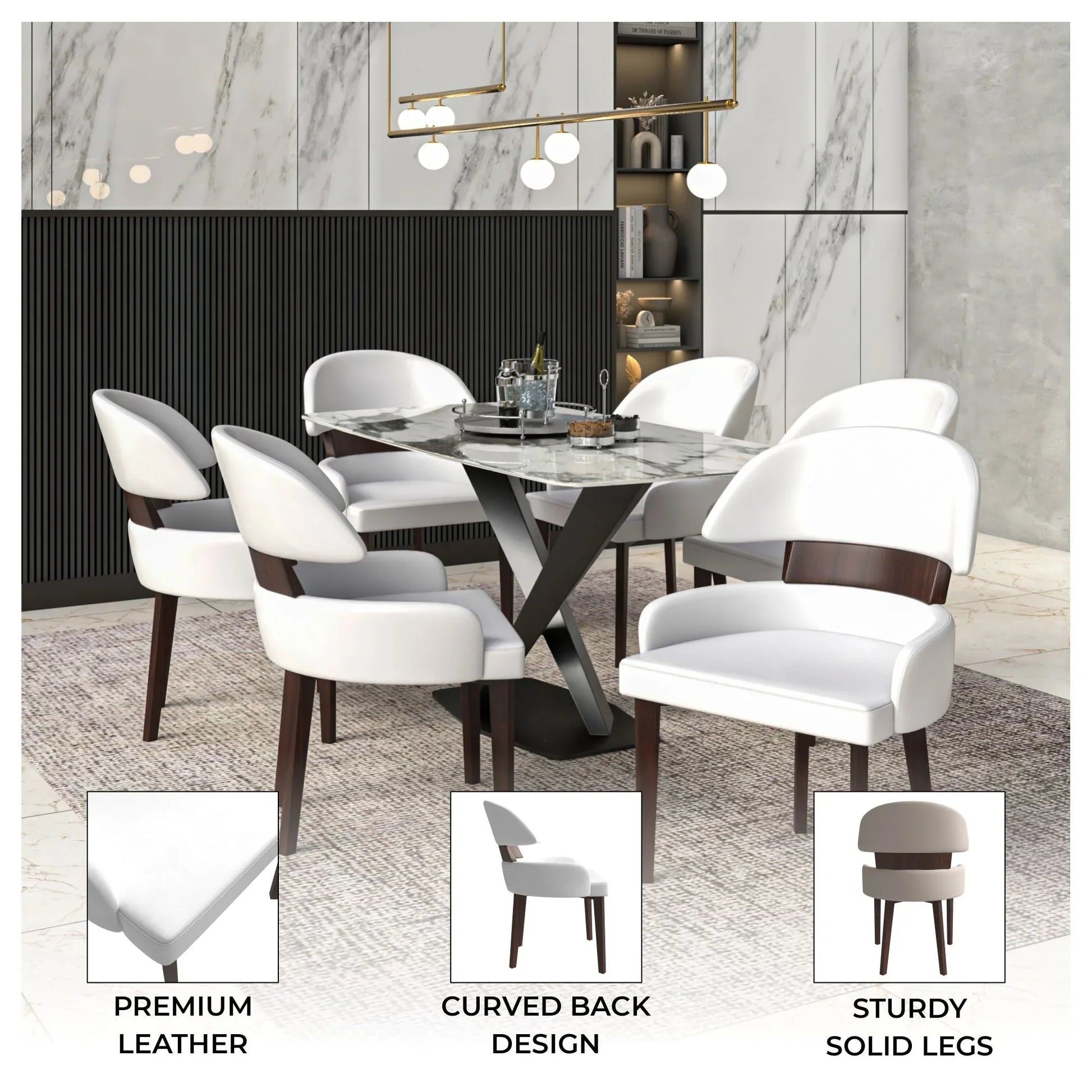 Ethos Leather Dining Chairs with Curved Open Back in Rubberwood - Elax Furniture
