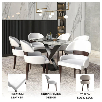 Ethos Leather Dining Chairs with Curved Open Back in Rubberwood - Elax Furniture