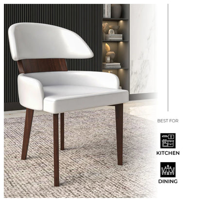 Ethos Leather Dining Chairs with Curved Open Back in Rubberwood - Elax Furniture