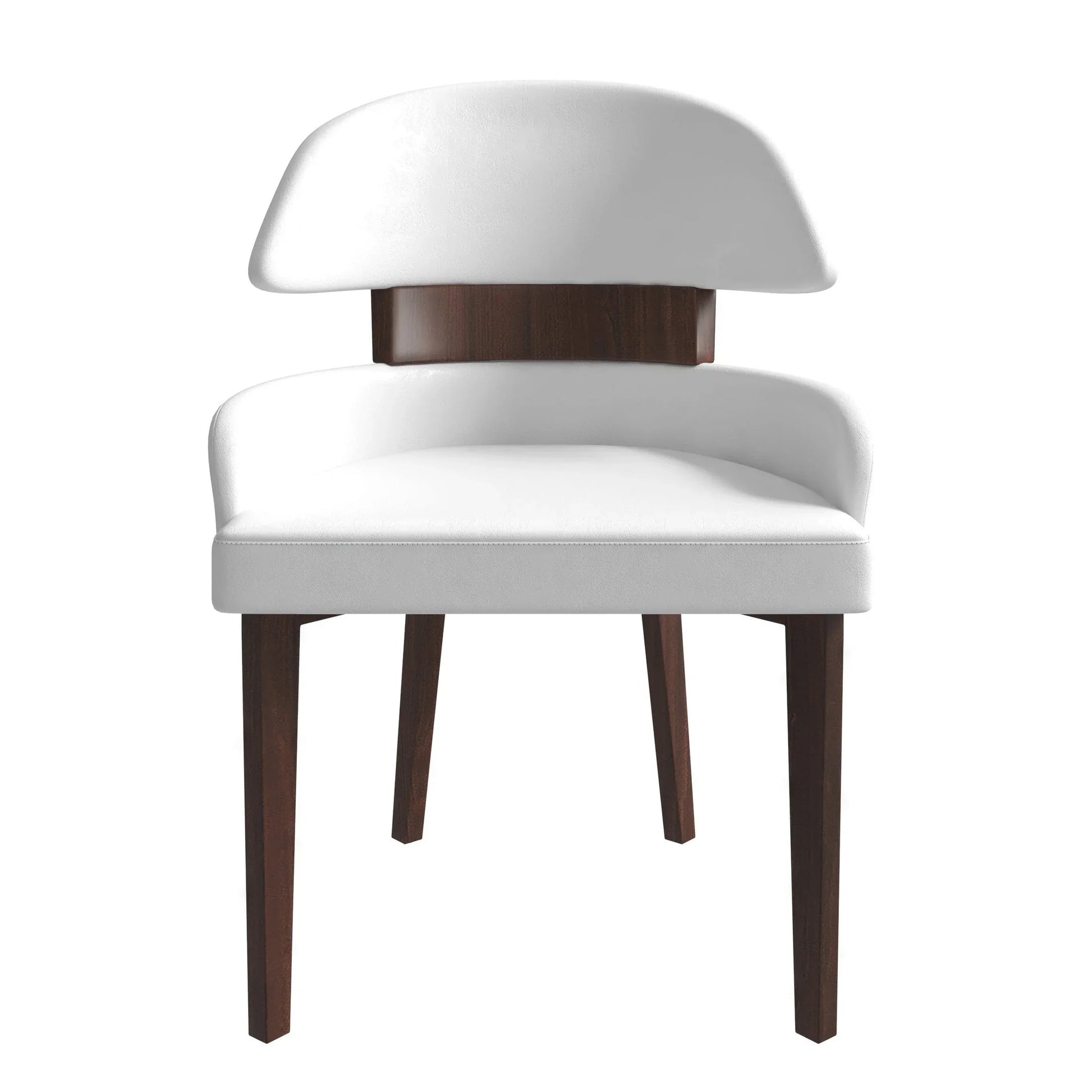 Ethos Leather Dining Chairs with Curved Open Back in Rubberwood - Elax Furniture