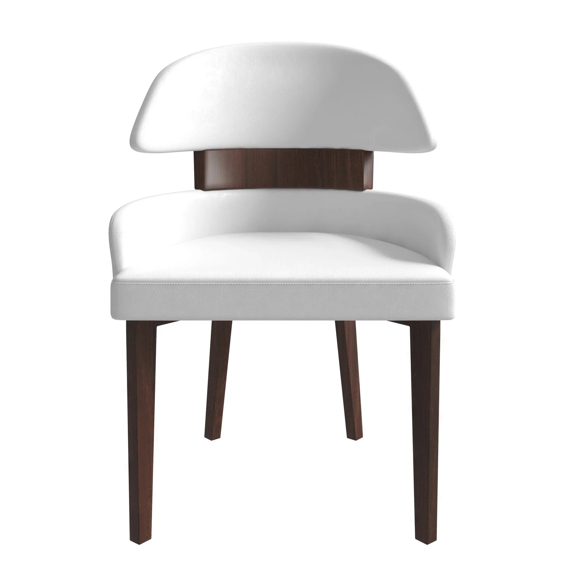 Ethos Leather Dining Chairs with Curved Open Back in Rubberwood - Elax Furniture