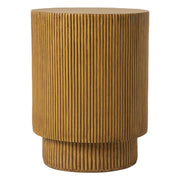Eden Series Side Table in Fiberstone Round Accent Table for Home, Living Room, Indoor, and Outdoor Brown Side Table LeisureMod