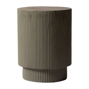 Eden Series Side Table in Fiberstone Round Accent Table for Home, Living Room, Indoor, and Outdoor Grey Side Table LeisureMod