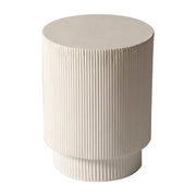 Eden Series Side Table in Fiberstone Round Accent Table for Home, Living Room, Indoor, and Outdoor White Side Table LeisureMod