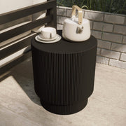 Eden Series Side Table in Fiberstone Round Accent Table for Home, Living Room, Indoor, and Outdoor Black Side Table LeisureMod