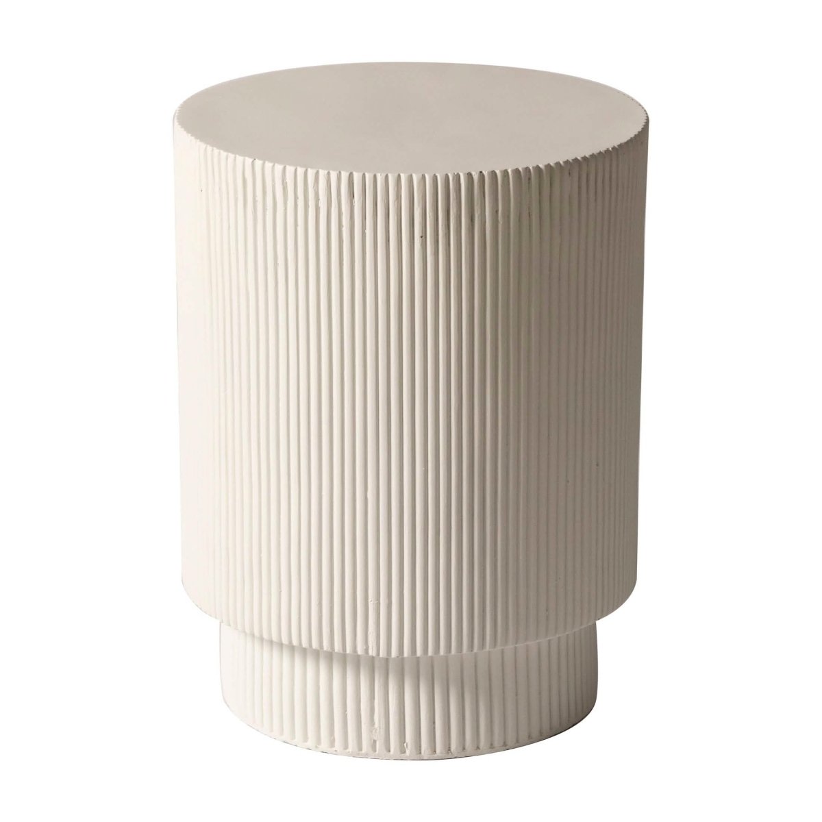 Eden Series Side Table in Fiberstone Round Accent Table for Home, Living Room, Indoor, and Outdoor White Side Table LeisureMod
