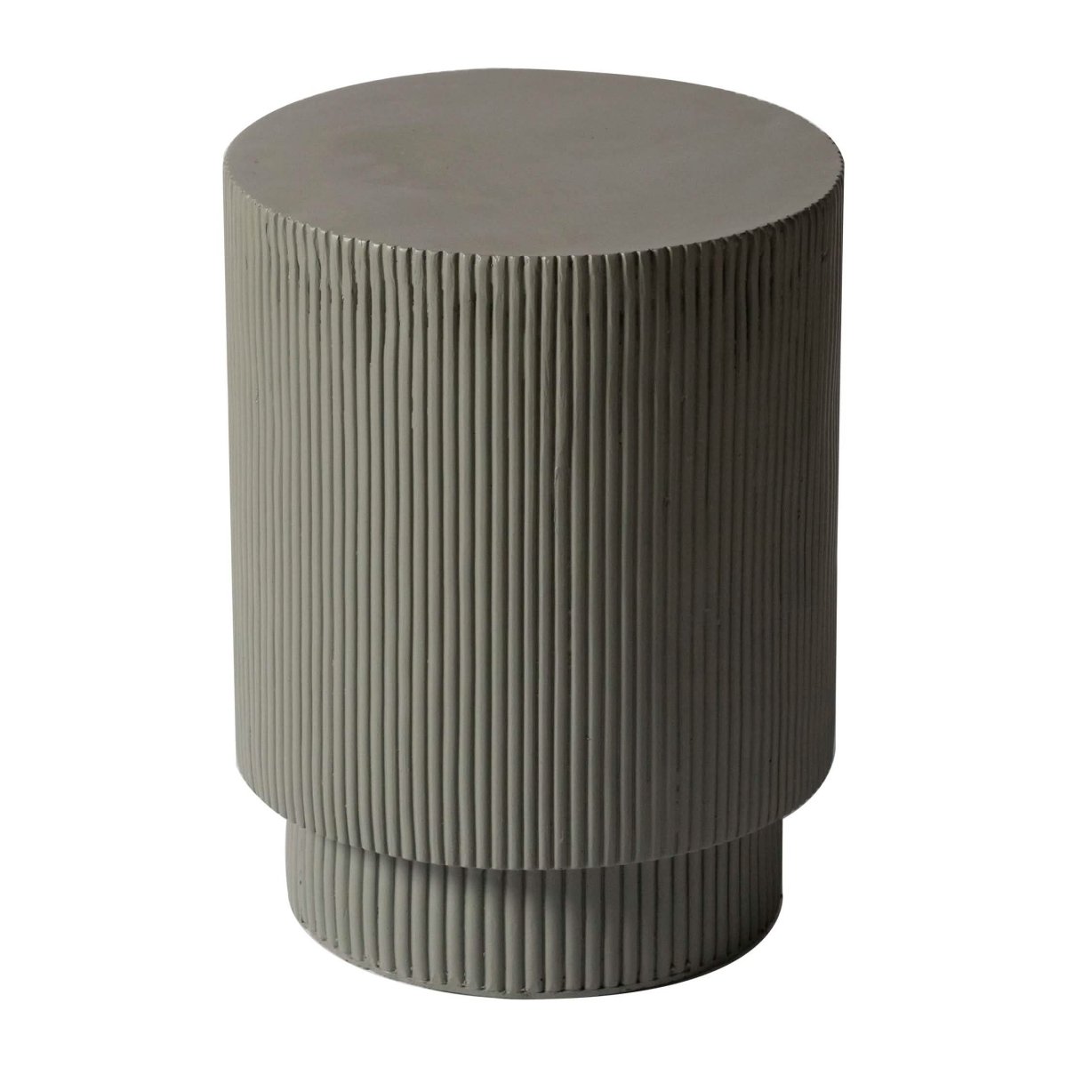Eden Series Side Table in Fiberstone Round Accent Table for Home, Living Room, Indoor, and Outdoor Grey Side Table LeisureMod